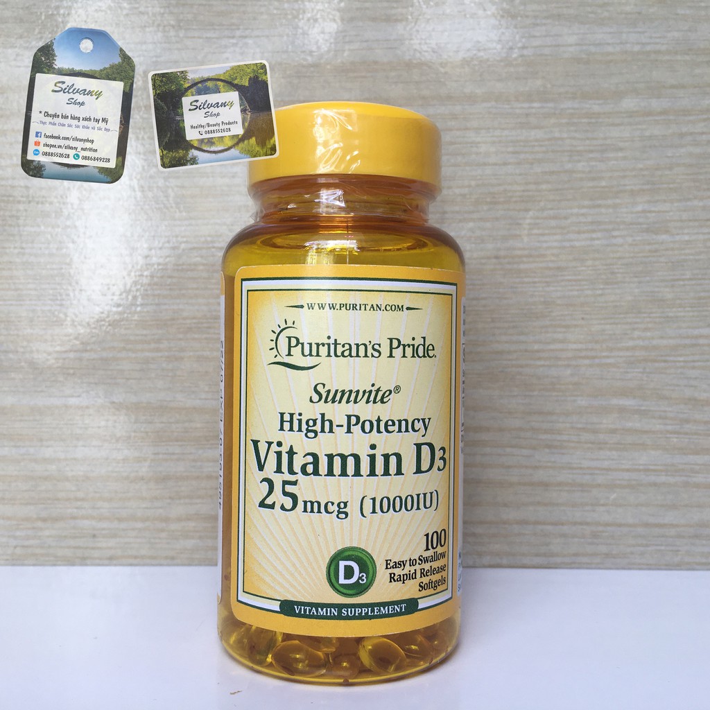 Vitamin D3 1000IU, 2000IU, 5000IU  Puritan's Pride - Tăng Khả Năng Hấp Thu Calci Vào Cơ Thể | Thế Giới Skin Care