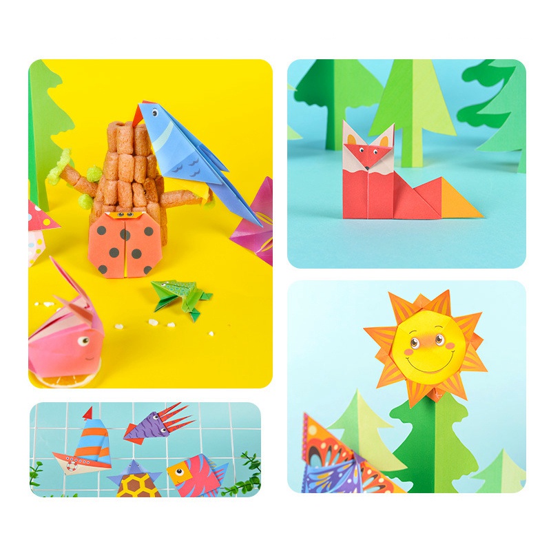 108 Pcs Cartoon Origami Book Paper Arts and Craft DIY Handmade 3D Puzzle Animal Crafts for Kids Educational Child Toy