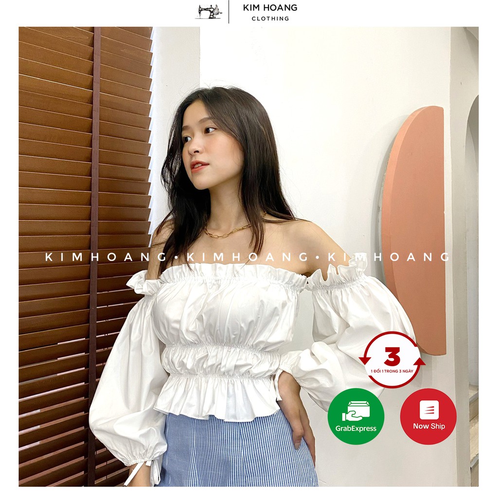 Áo croptop trễ vai tay bồng sexy bánh bèo - Mary Top - Hàng Thiết Kế