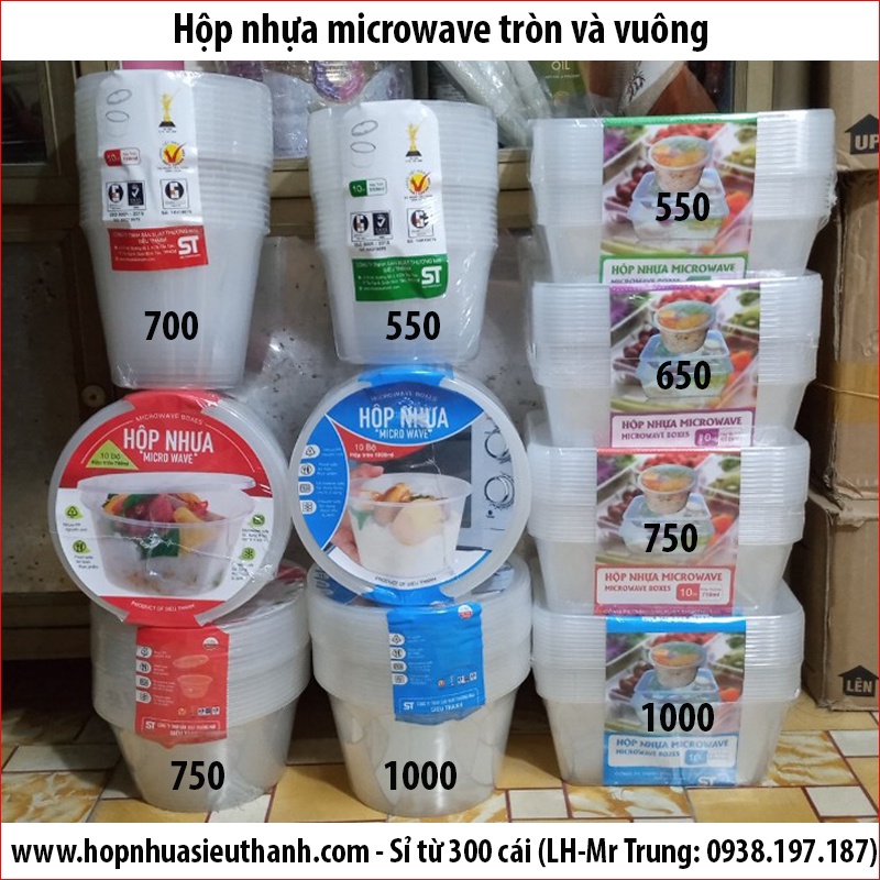 Bộ 10 cái hộp nhựa chữ nhật, tròn cao cấp  đựng kim chi,rau câu, chân gà xả tắc, slim, pate, hải sản
