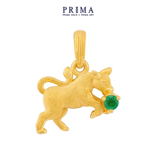 PRIMA Mặt Dây Chuyền Vàng 24K - Đính đá Emerald - Tuổi Sửu May Mắn - 165P0287