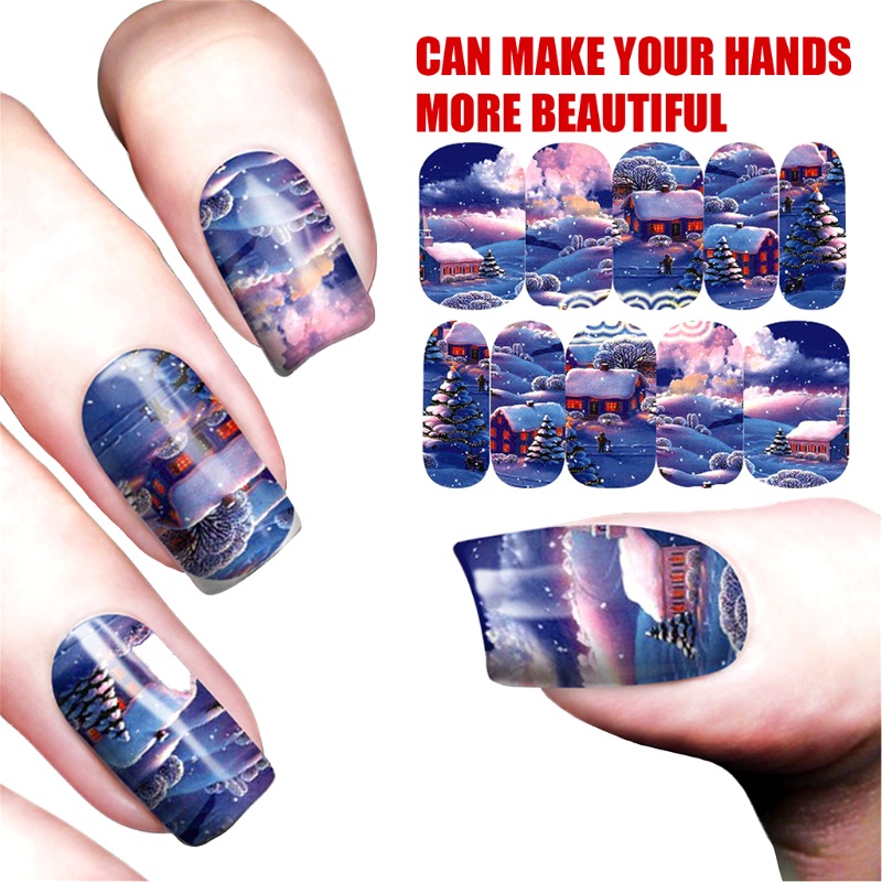 Sticker Dán Móng Họa Tiết Giáng Sinh Dễ Thương Bắt Mắt