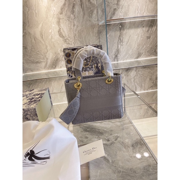 Túi xách mini nữ vải denim cao cấp hoạ tiết kim loại đính trang trí dây đeo bản to dior CD