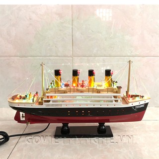 Mô Hình Du Thuyền Gỗ RMS Titanic - Đèn Led Màu - Thân tàu 60cm