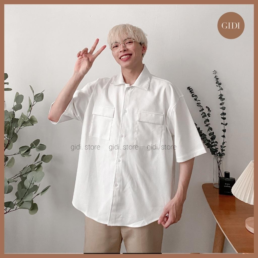 Áo Sơ mi RENI Nam Nữ tay lỡ Unisex 2 túi - vải nhung tăm mềm mịn form rộng OVERSIZE vải mềm, thoáng mát không nhăn | BigBuy360 - bigbuy360.vn