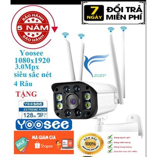 Camera yoosee 4 Râu 3.0 Mpx full hd 1080p - hỗ trợ 4 đèn hồng ngoại và 4 đèn LED + kèm thẻ nhớ 128GB - NEW