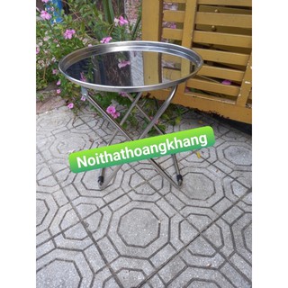 Bàn trà chanh inox sáng bóng, bàn trà gấp gọn, bàn cafe trà sữa vỉa hè