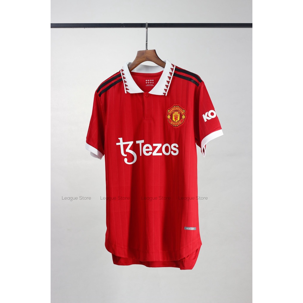 Bộ thể thao nam MU có cổ - mẫu quần áo đá banh màu đỏ chất vải dệt mịn ngắn tay form âu Leaguestore