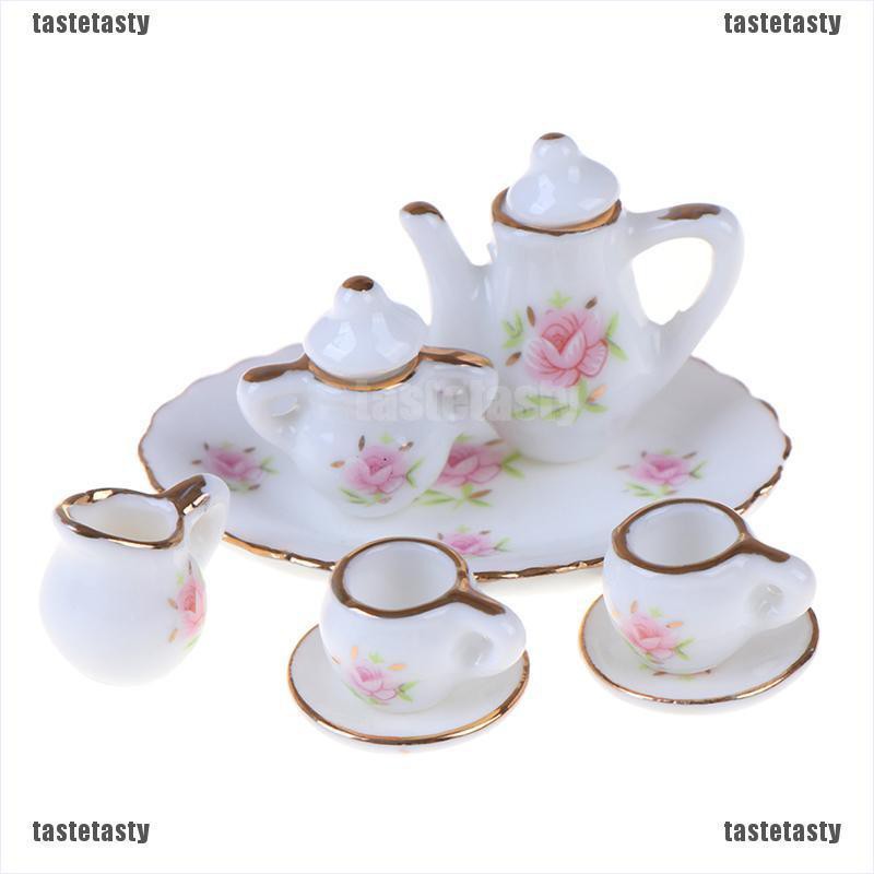 Set 8 Ly Uống Trà Bằng Sứ Mini Tỉ Lệ 1 / 12 Trang Trí Nhà Búp Bê