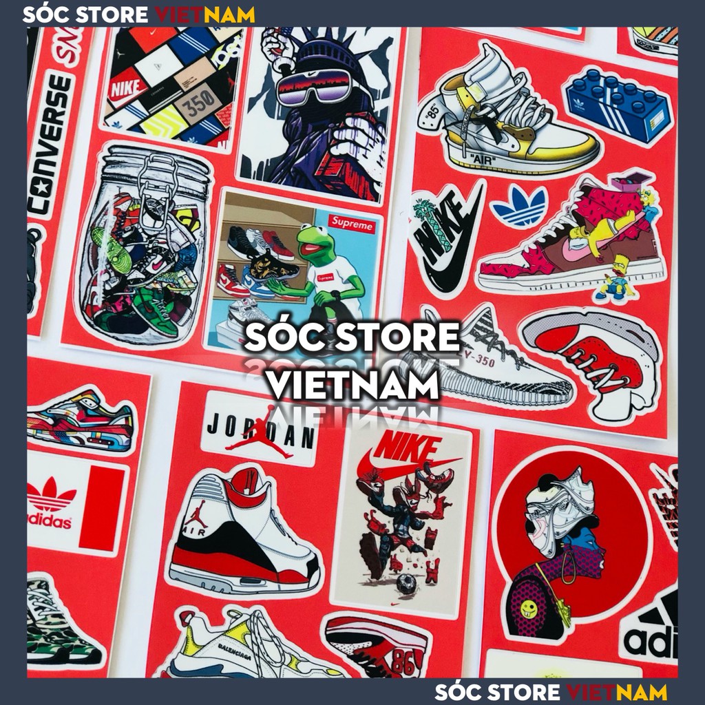 Sticker Sneaker Sóc Store chống nước custom, dán trang trí mũ bảo hiểm nửa đầu, nón bảo hiểm 3 phần 4