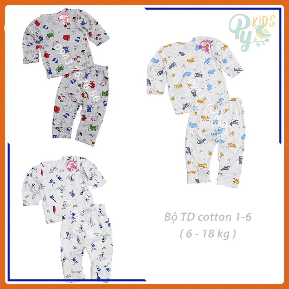 Bộ TD cotton lụa Bibo nhiều hình đẹp size 1-6 cho bé từ 6-18 kg