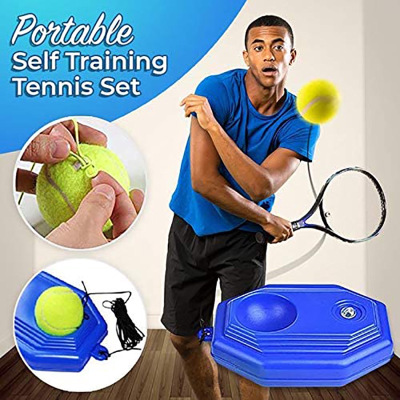 Bộ Dụng Cụ Tự Tập Đánh Tennis Có Đế Đàn Hồi Kèm Dây Đeo