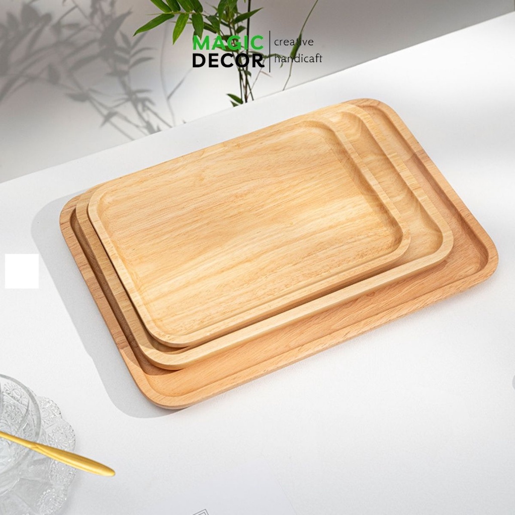 Khay Gỗ Chữ Nhật tần bì Đựng Đồ Ăn Nhiều Kích Thước - Magichomedecor