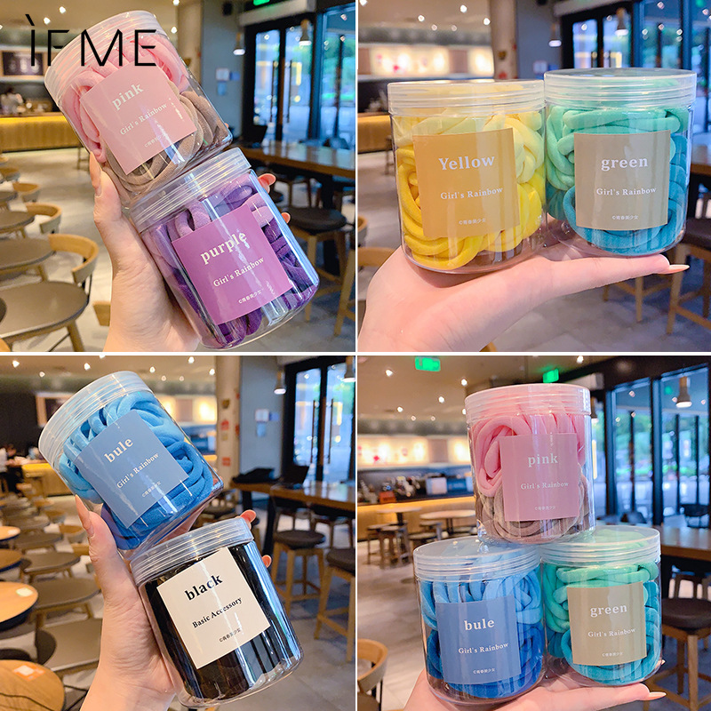 IF ME Hộp 50 Dây Thun Buộc Tóc Co Giãn Nhiều Màu Sắc Tiện Dụng Cho Nữ