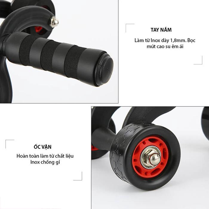 Con lăn 4 bánh tập cơ bụng chất liệu cao cấp hàng mới sản xuất  tặng tấm thảm lót chân