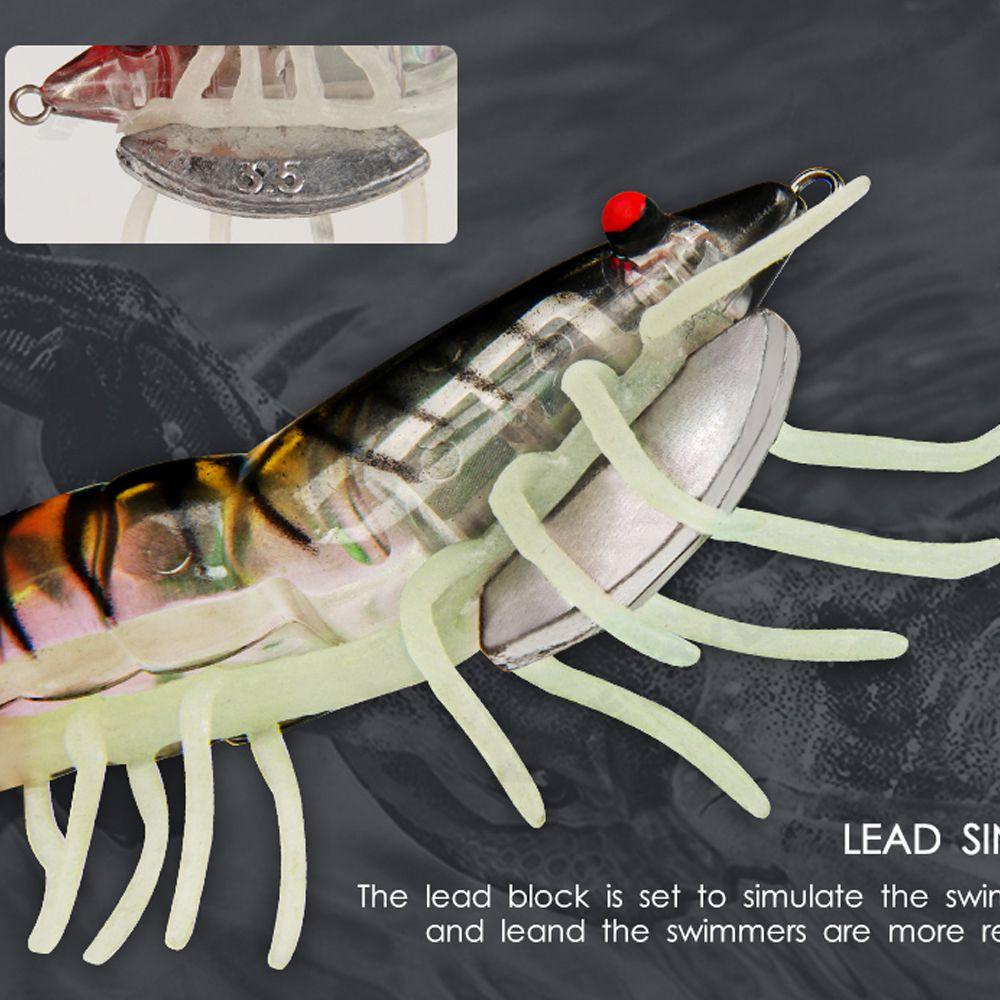 MUVAKO Mồi Câu Cá Giả Hình Con Tôm Bằng Gỗ Mềm Dạ Quang