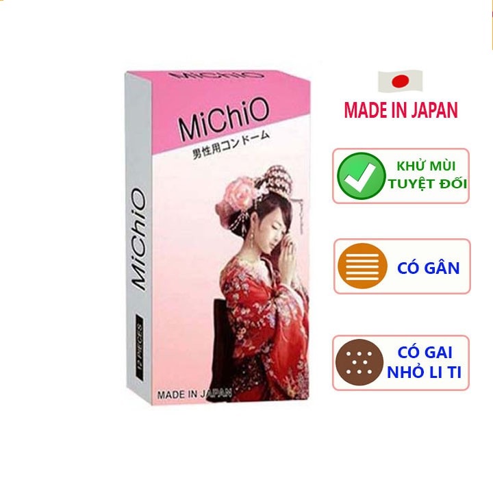 Bao cao su MiChiO gân gai nhẹ, co dãn linh hoạt , hộp 12c