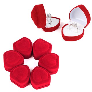 Hộp đựng nhẫn nhung hình trái tim màu đỏ Mini dễ thương