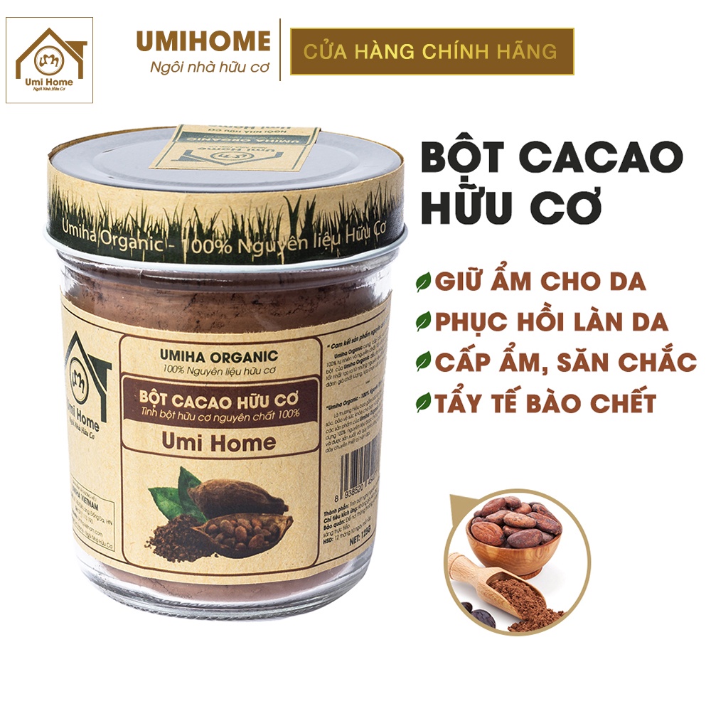 Bột CaCao đắp mặt hữu cơ UMIHOME nguyên chất | Cocoa Powder 100% Organic 135G