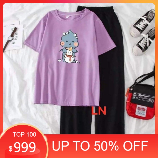 Sét áo khủng Long người tuyết+ quần xuông LN12 , Áo thun nam nữ, quần kaki, quần nữ, sét bộ mặc ở nhà MODY