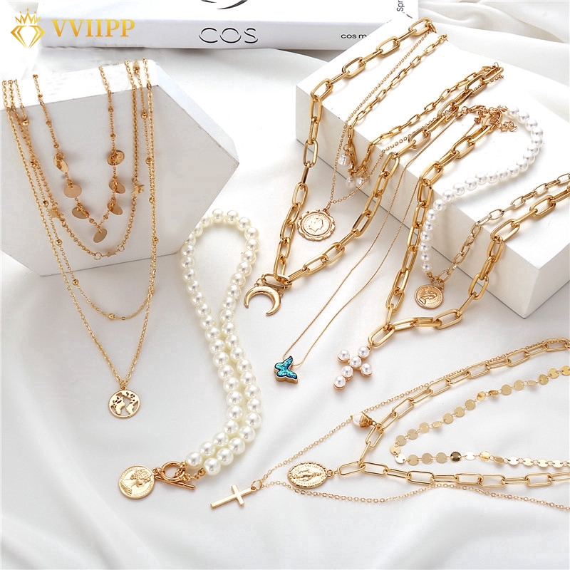 [Mã FASHIONCB231 hoàn tối đa 30K xu đơn 99K] Cổ điển Gold Necklace Dây Chuyền Vàng Vòng Cổ Nữ Choker Chain Ngọc Trai | BigBuy360 - bigbuy360.vn