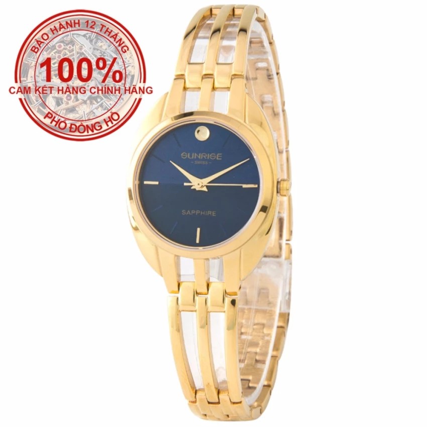 Đồng hồ nữ dây kim loại mặt kính sapphire chống xước Sunrise 9938SA SL9938LK xanh lam