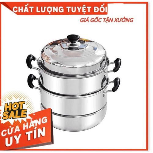 Nồi Hấp Inox Đa Năng 3 TẦNG 28CM Dùng Cho Cả Bếp Từ Và Bếp Ga