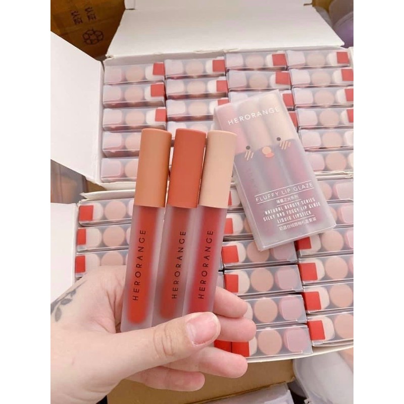 SET 3c SON LÌ HERORANGE FLUFFY LIP GLAZE