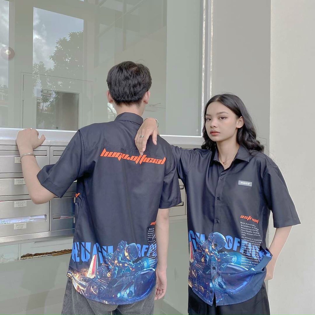 ÁO SƠMI NAM NỮ DÁNG SUÔNG MÀU XANH- ÁO SƠMI COUPLE NHÓM LỚP ĐI CHƠI DÃ NGOẠI | BigBuy360 - bigbuy360.vn