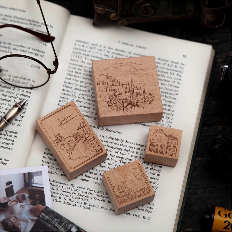 Con dấu gỗ vintage thành phố mơ ước Dream city HD189-K85 trang trí sổ Bullet journal, thiệp chúc mừng, sổ tay