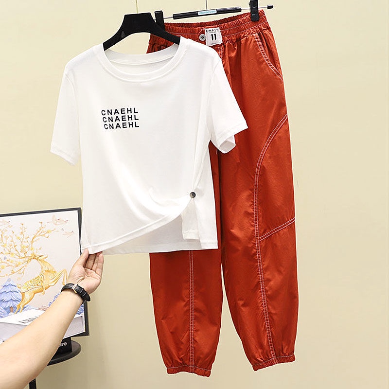 Set áo thun xẻ tà + quần harem phong cách mới 2022 cho nữ (có bán lẻ)