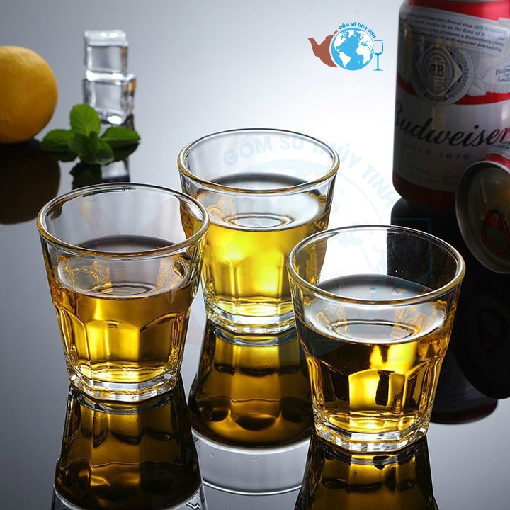 Bộ 6 cái ly thủy tinh 8 góc lùn uống trà đá