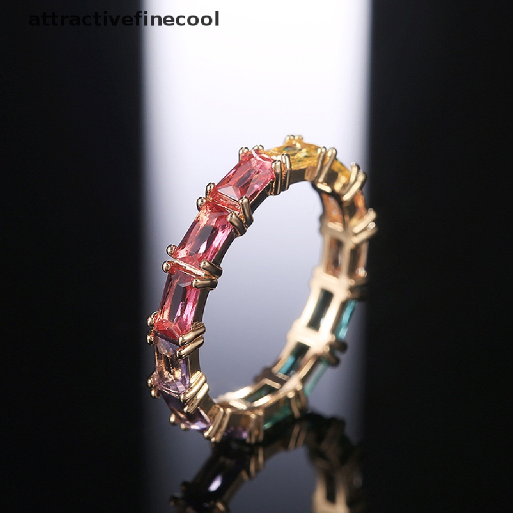 Acvn Nhẫn Đính Đá Zircon Khối Nhiều Màu Sắc Quà Tặng Kỷ Niệm Thời Trang Cho
