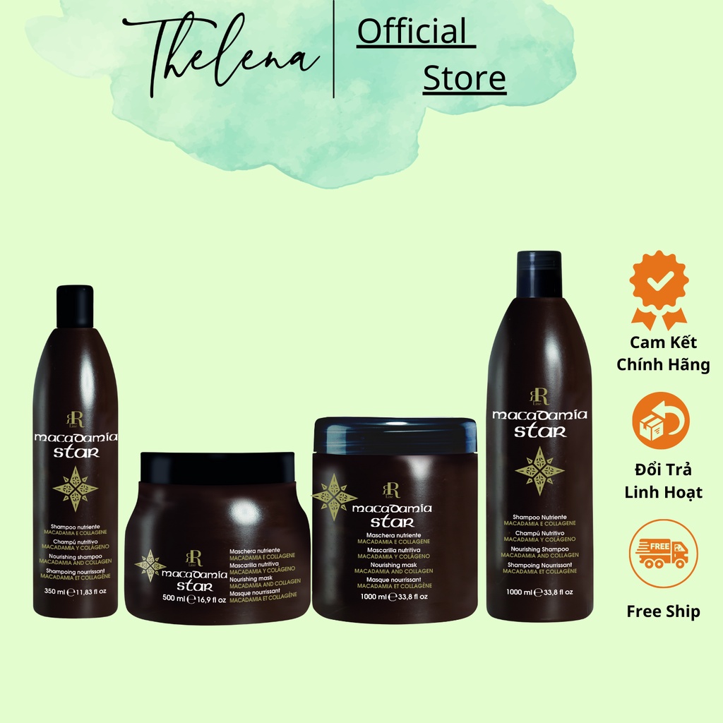 Combo dầu gội + kem hấp ủ kiềm dầu phục hồi tái tạo sợi tóc hương nước hoa Macadamia star 1000*2 [ HOT NHẤT ]