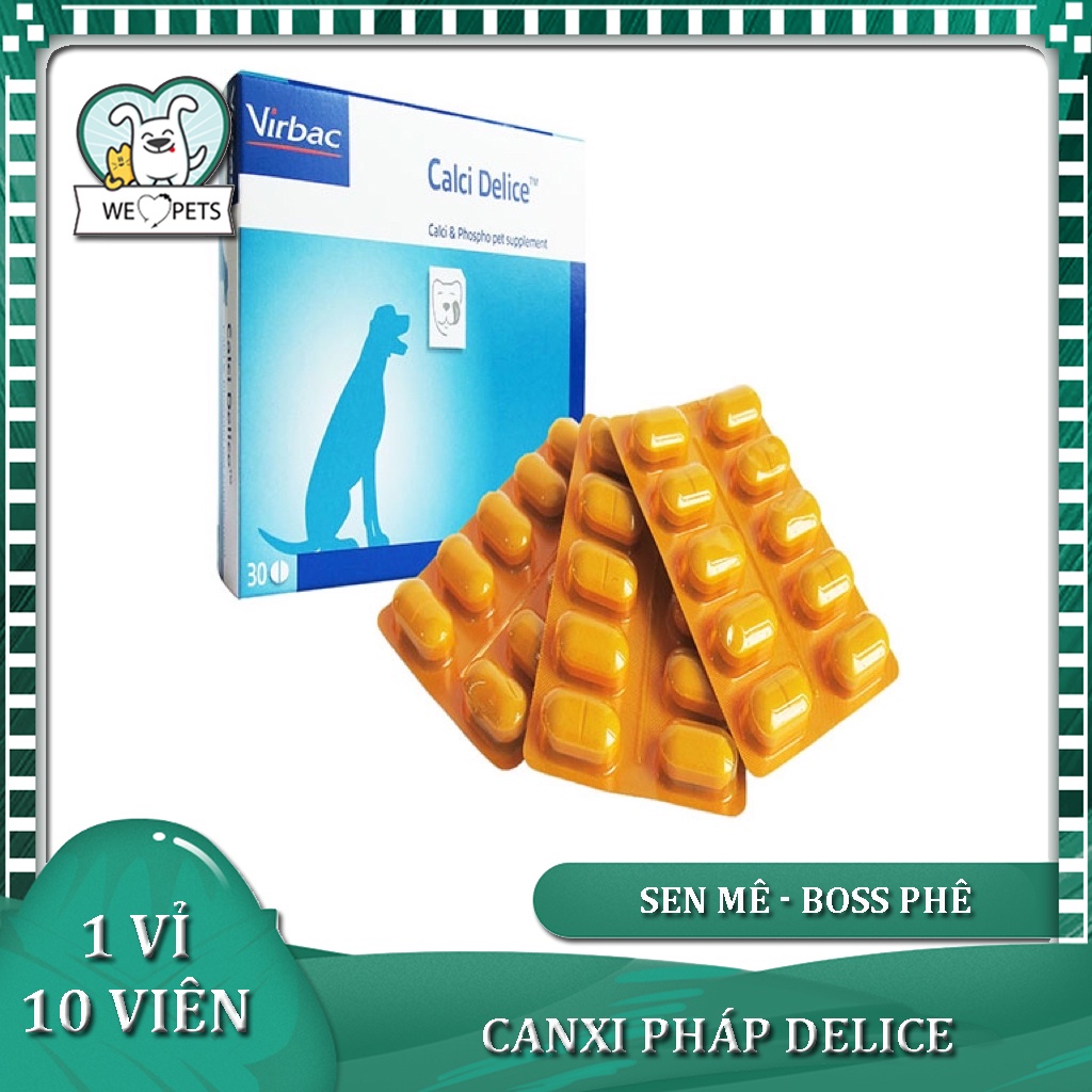 (1 vỉ 10 viên) Canxi cho chó bổ sung canxi Virbac Calcidelice - Lida Pet Shop