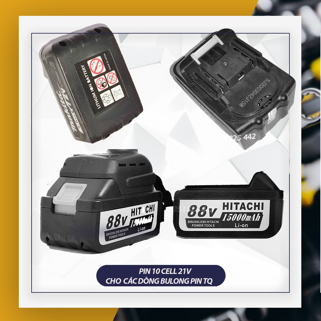 Pin máy siết bulong, bắt vít MAKITA, DEWalt , KEN, HITACHI chuẩn 10 Cell 15000mAh - Hàng mới 2020
