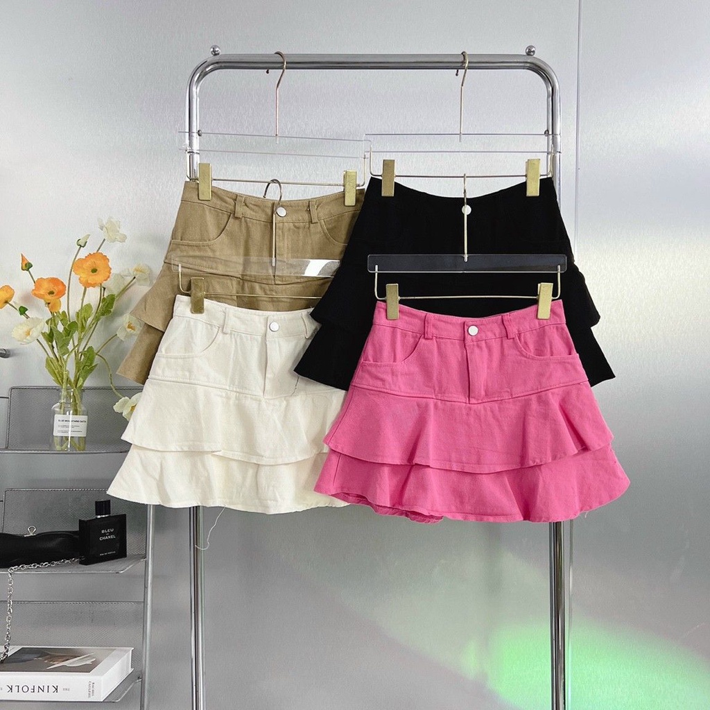 Chân váy bò dáng tầng bèo Quảng châu