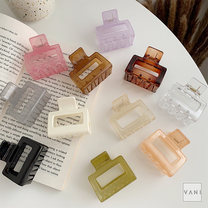 Kẹp Tóc Càng Cua Hàn Quốc Hình Chữ Nhật Nhỏ Nhiều Màu Trendy - Vani Store [PKT00183]