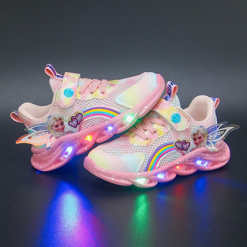 Giày trẻ em phát sáng - giày thể thao đèn led công chúa màu hồng cho bé 1 - 6 tuổi có quai dán siêu mềm Babybees A20 925
