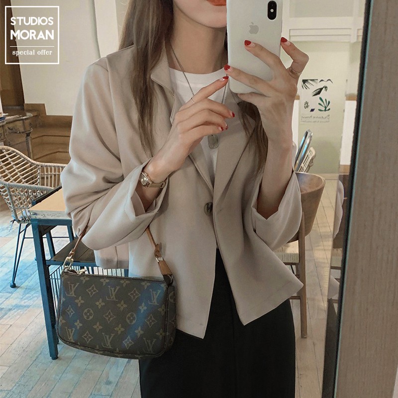(ORDER) Áo khoác Blazer MORAN cổ V dáng ngắn nhỏ gọn đơn giản trẻ trung Hàn Quốc nhẹ nhàng | BigBuy360 - bigbuy360.vn