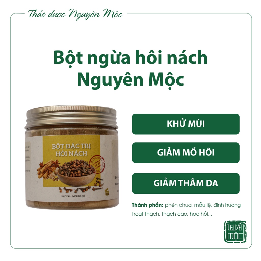 Bột Ngừa Hôi Nách Thảo Dược Nguyên Mộc hỗ trợ khử mùi làm giảm mùi hôi cơ thể  giảm thâm da