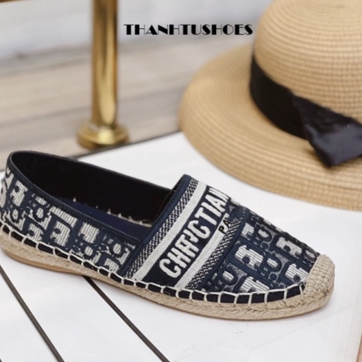 Giày Slipon nữ Di ô thổ cẩm hot, giày lười nữ đế bệt họa tiết hàng super full box