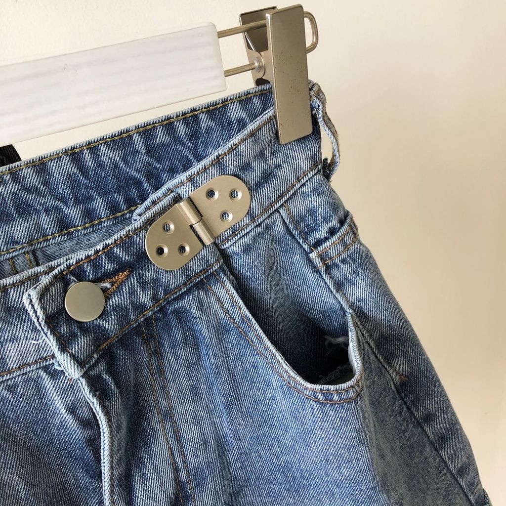 Quần Short Denim Lưng Cao Ống Rộng Size Lớn Thời Trang Mùa Hè Cho Nữ