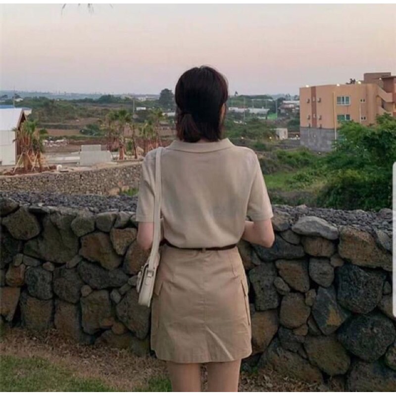 [ Mã FAMAYWA giảm 10K đơn 50K] váy kaki chữ A, 2 túi ốp | BigBuy360 - bigbuy360.vn