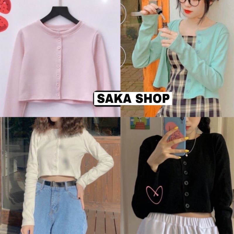 Áo croptop nữ tay dài nhiều màu dễ thương