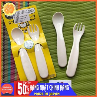 Bộ thìa dĩa nhựa ăn dặm alku cho bé Made in Japan