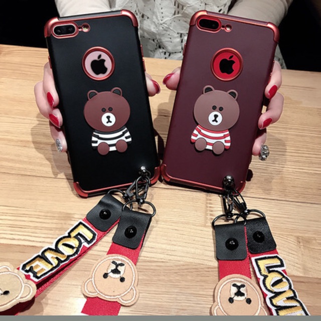 Ốp iPhone hình gấu kèm 2 dây ngắn và dài | BigBuy360 - bigbuy360.vn