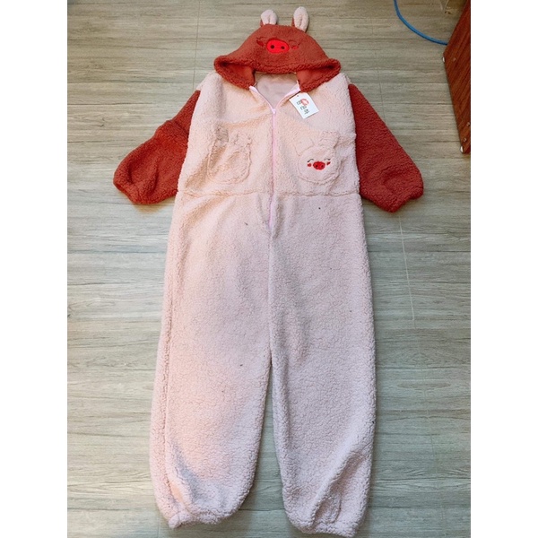 Bộ đồ ngủ mùa đông lông cừu giữ nhiệt tốt Thêu Hình Lợn connhung bông mềm mịn bộ lông cho nữ siêu ấm,bộ mặc nhà UNISEX