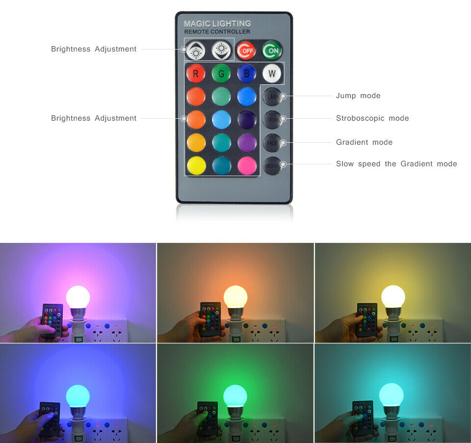 Bóng Đèn Led Đổi Màu E27 E14 5w 3w Rgb 110v 220v Rgb