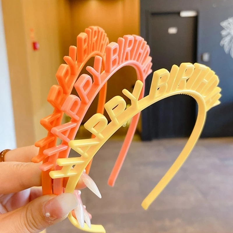 Băng Đô Cài Tóc Bằng Nhựa In Chữ Happy Birthday Màu Kẹo Đơn Giản Dành Cho Nữ Dự Tiệc Sinh Nhật